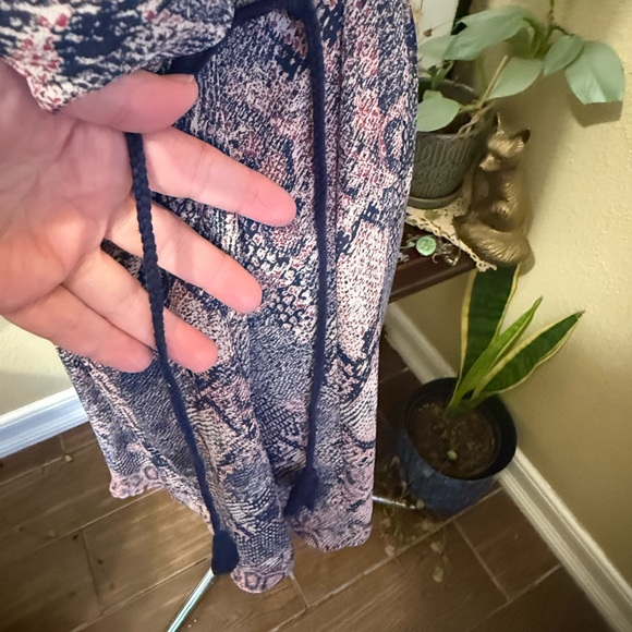 Anthropologie Floreat Pink and Blue Long Sleeve Snakeskin Print Dress - Picture 3 of 6